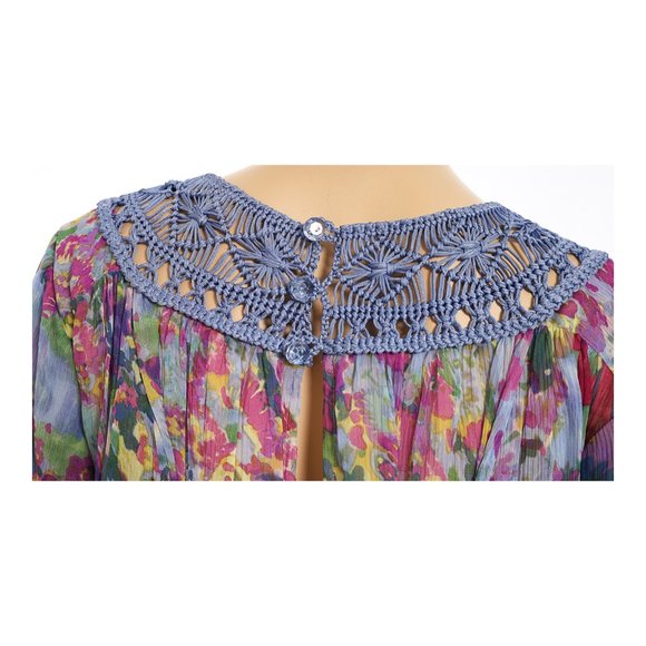 TRACY REESE NWT Periwinkle Trailing Floral Crochet Trim Tie Back Dress - Picture 6 of 9